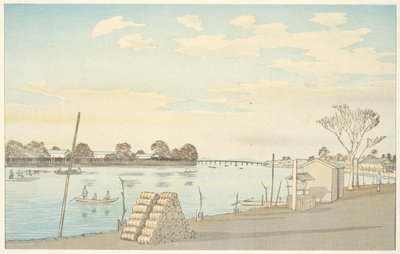Le ferry « Fuji-view », sur la rivière Ōkawa - Kobayashi Kiyochika
