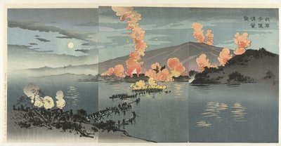Attaque nocturne de nos troupes armées sur le camp chinois à Pyongyang - Kobayashi Kiyochika