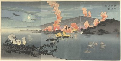 Attaque nocturne de nos troupes armées sur le camp chinois à Pyongyang - Kobayashi Kiyochika