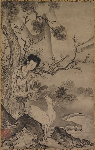 Figure taoïste féminine dans un paysage - Koboku