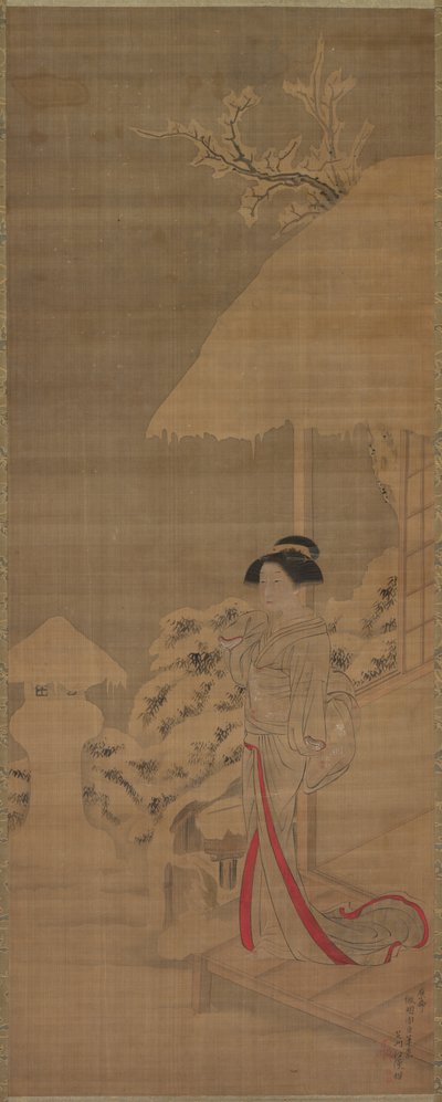 Beauté Bijin dans la neige, fin du 18ème-début du 19ème siècle - Kokan Shiba