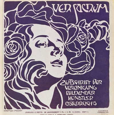 Couverture du 4e numéro de 1899 de Ver Sacrum, la revue des artistes du mouvement Art Nouveau Sezession ... - Koloman Moser