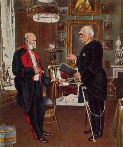Empereur et chancelier (lithographie couleur améliorée) - Konrad (after) Siemenroth