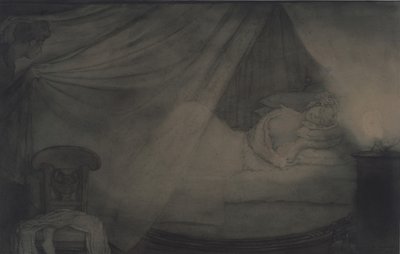Dans la chambre. Illustration pour le poème Comte Nulin par A. Pouchkine - Konstantin Andreevic Somov
