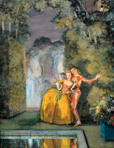 Servante avec arlequin, c. 1900 - Konstantin Andreevic Somov