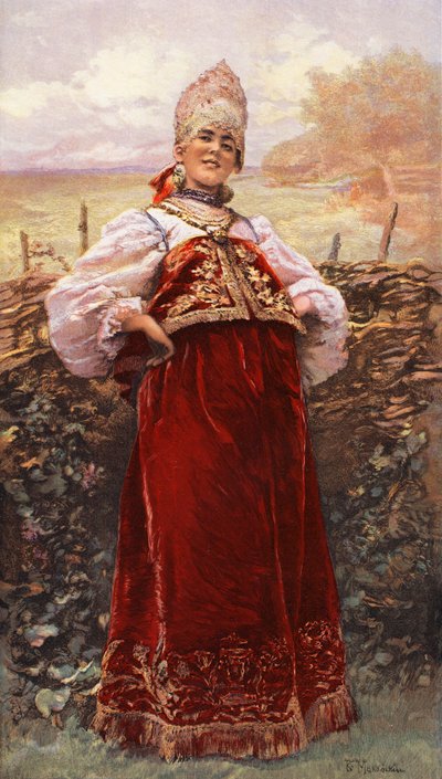 Une jeune fille russe - Konstantin E Makovskij