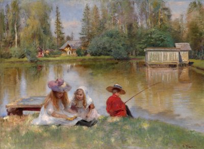 Enfants au bord du lac - Konstantin Egorovich Makovsky