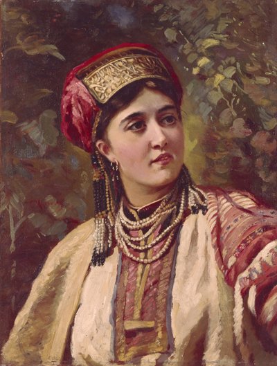 Fille en costume traditionnel - Konstantin Egorovich Makovsky