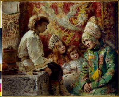 Grand-mère avec des enfants - Konstantin Egorovich Makovsky