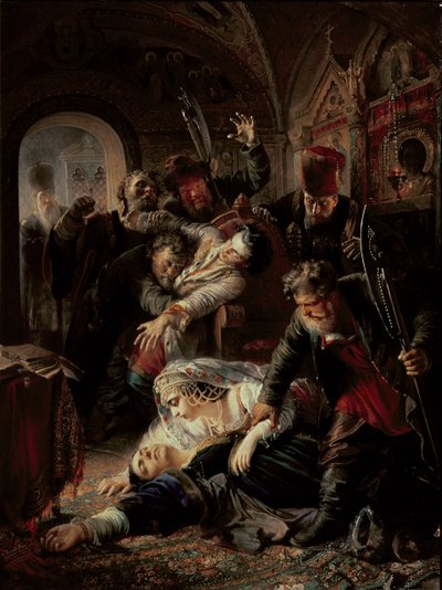 Assassins à gages tuant le fils du tsar Boris Fyodorovich Godunov - Konstantin Egorovich Makovsky