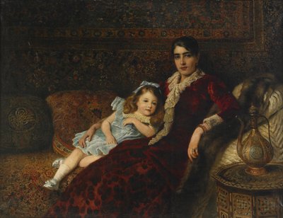Intérieur avec mère et fille, 1884 - Konstantin Egorovich Makovsky