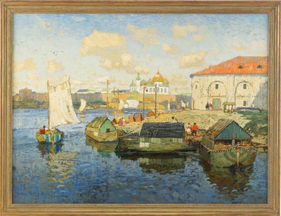 Ville sur la rivière Volga, 1913 - Konstantin Ivanovich Gorbatov