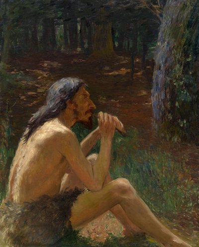 Homme des cavernes jouant de la flûte - Konstantin Pavlovich Kuznetsov