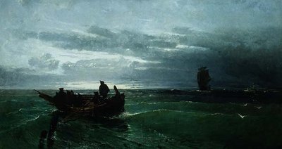 Figures dans une barque au large - Konstantinos Bolanchi