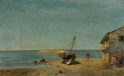 La maison du pêcheur sur la plage - Konstantinos Volanakis