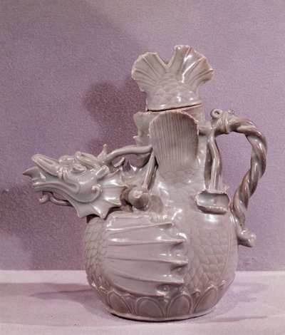 Art coréen : céramique aigue-marine en forme de dragon aquatique - Korean School