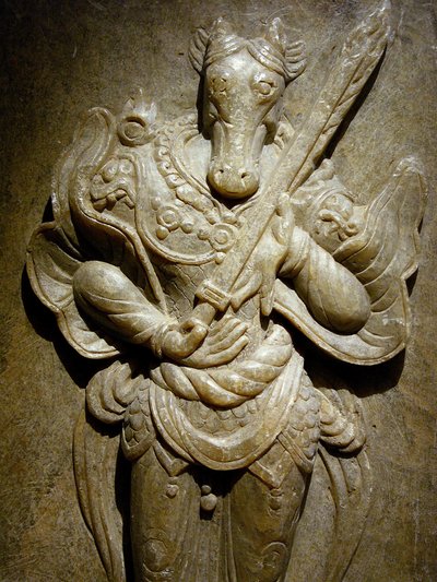 Ornement funéraire, cheval du zodiaque en agalmatolite, 8ème siècle sous la période des Royaumes du Nord et du Sud, Corée. Photographie, Musée National de Séoul, République de Corée - Korean School