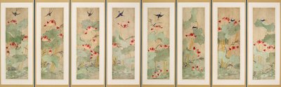 Fleurs de lotus et oiseaux - Korean School