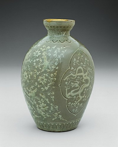 Vase avec dragon et phénix, dynastie Goryeo - Korean School