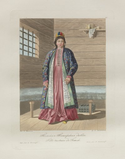 Fille tatare. De Les peuples de la Russie, 1812 - Korneev