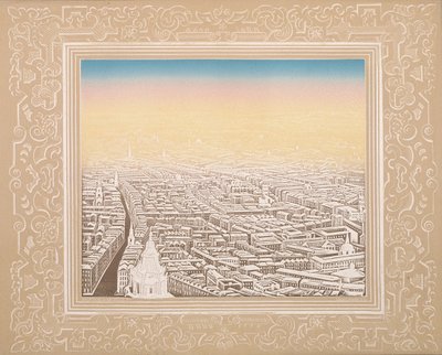 Vue aérienne de Londres encadrée dans une bordure décorative - Kronheim and Co