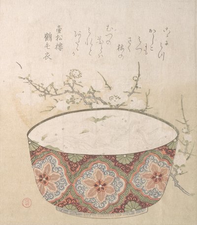 Bol avec des éperlans et des fleurs de prunier, 19ème siècle - Kubo Shunman