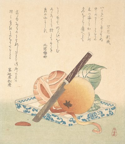 Kakis sur une assiette, 19ème siècle - Kubo Shunman