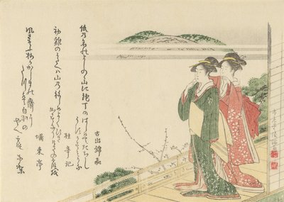 Deux jeunes femmes sur une véranda - Kubo Shunman