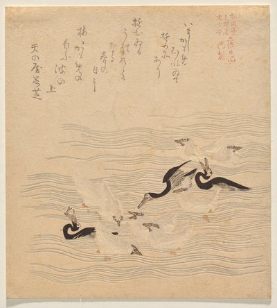 Où les cormorans et les mouettes se rassemblaient et jouaient, de la série Tosa Nikki - Kubo Shunman