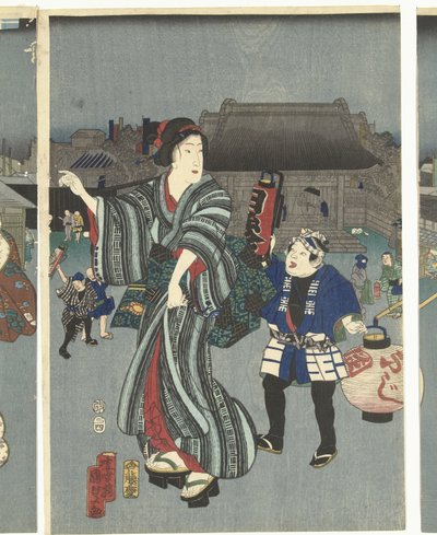 Festival du temple - Kunisada (II) , Utagawa