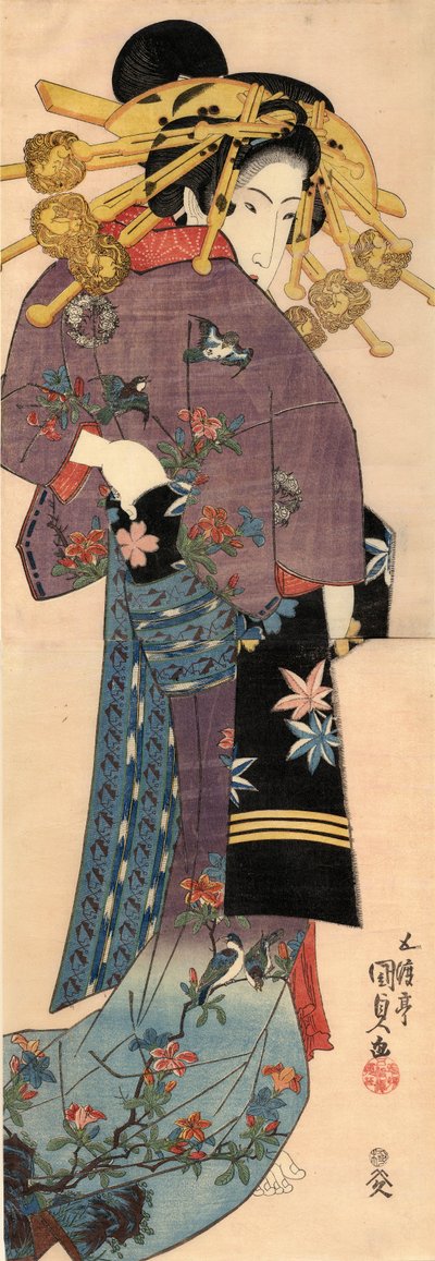 Une Bijin debout, vers 1820 - Kunisada