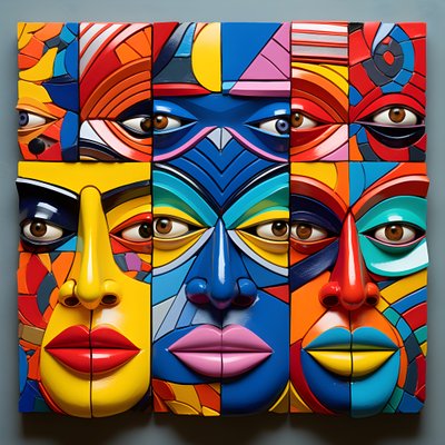 Masques humains colorés 2 - Kurt Heppke