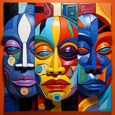 Masques humains colorés 3 - Kurt Heppke