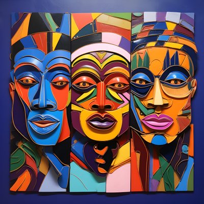 Masques humains colorés 4 - Kurt Heppke