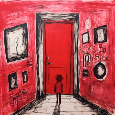 une fille de 8 ans dessine une porte rouge dans sa chambre 2 - Kurt Heppke