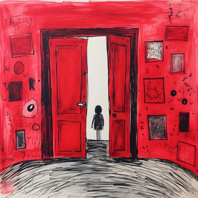 une fille de 8 ans dessine une porte rouge dans sa chambre 4 - Kurt Heppke