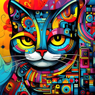 Motif abstrait de chats 4 - Kurt Heppke