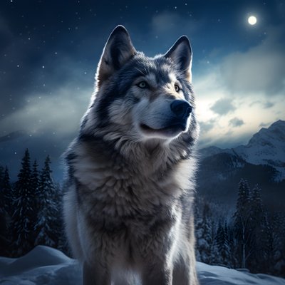 Un majestueux loup gris sur un sommet enneigé - Kurt Heppke