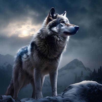 Un majestueux loup gris sur un sommet enneigé - Kurt Heppke