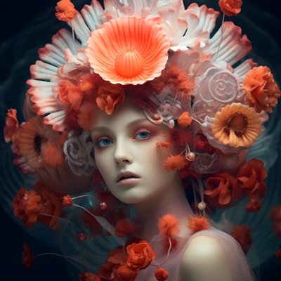 un gros plan du portrait de la belle déesse des fleurs d