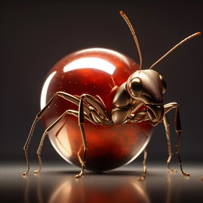 Une fourmi brune grimpe sur une pomme géante 2 - Kurt Heppke