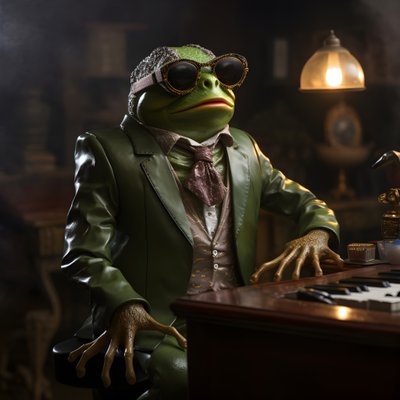 Elton John en grenouille avec lunettes de soleil et piano 2 - Kurt Heppke