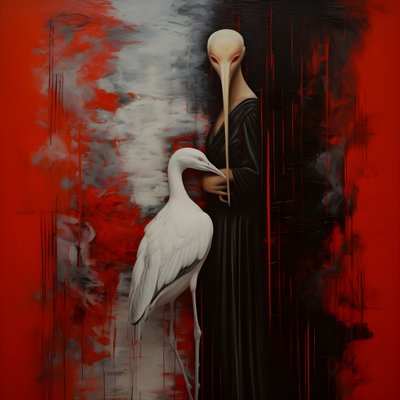 Femme et cigogne 1 - Kurt Heppke