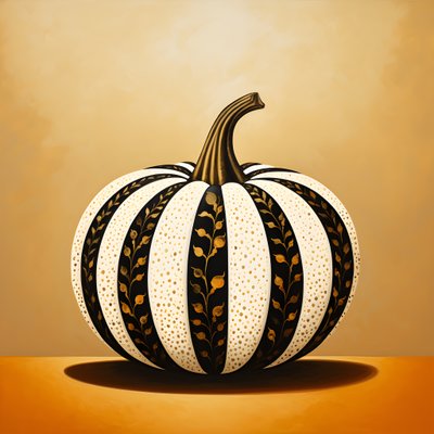 Citrouille dorée, blanche et noire sur fond beige - Kurt Heppke
