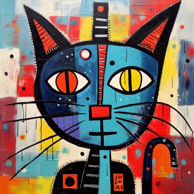 Chat mignon, dans le style de Picasso, Joan Miro et Basquiat 4 - Kurt Heppke
