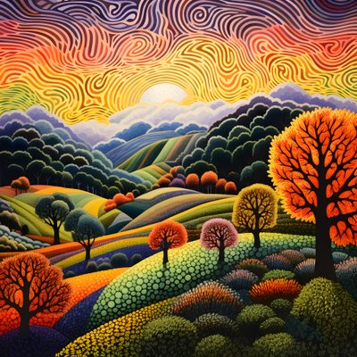 Paysage avec arbres et collines 2 - Kurt Heppke