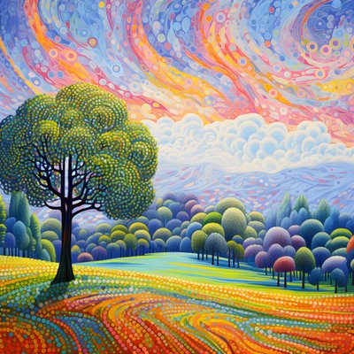 Paysage avec arbres et collines 3 - Kurt Heppke