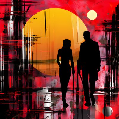 Homme en rouge, femme en orange et noir 1 - Kurt Heppke