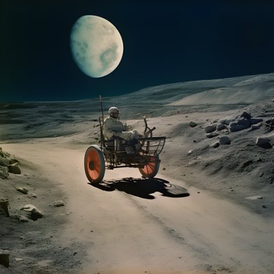 scarabée lunaire, paysage lunaire avec cratères 2 - Kurt Heppke