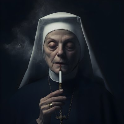 nonne avec collier de diamants fumant un cigare 1 - Kurt Heppke